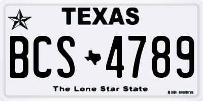 TX license plate BCS4789