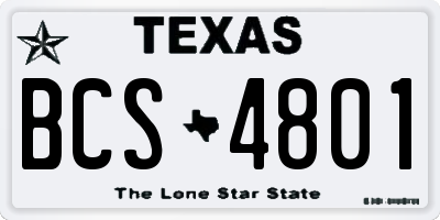 TX license plate BCS4801