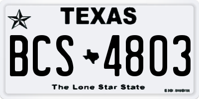 TX license plate BCS4803