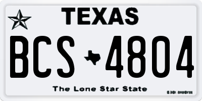 TX license plate BCS4804