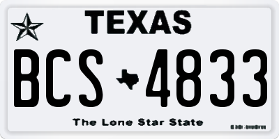 TX license plate BCS4833