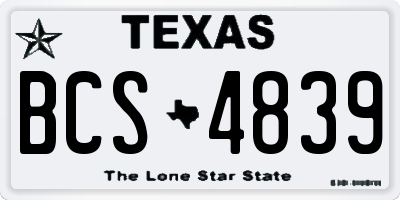 TX license plate BCS4839