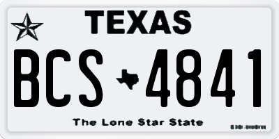 TX license plate BCS4841