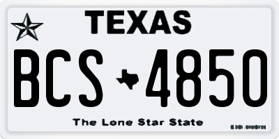 TX license plate BCS4850