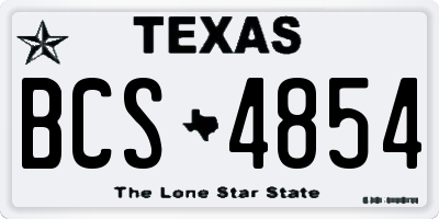 TX license plate BCS4854