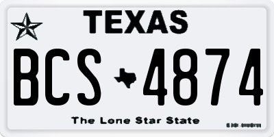 TX license plate BCS4874