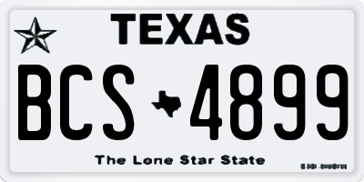 TX license plate BCS4899