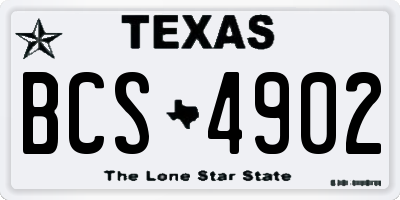 TX license plate BCS4902