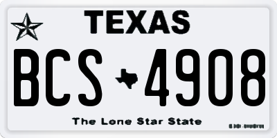 TX license plate BCS4908