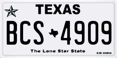 TX license plate BCS4909
