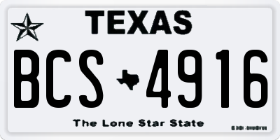 TX license plate BCS4916