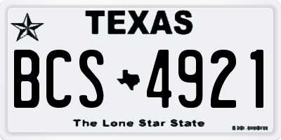 TX license plate BCS4921