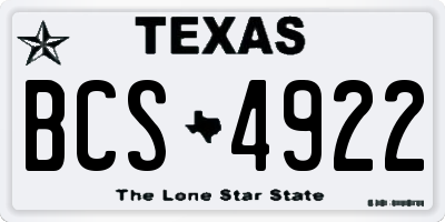 TX license plate BCS4922