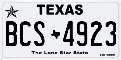 TX license plate BCS4923