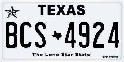 TX license plate BCS4924
