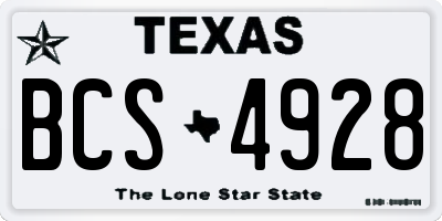 TX license plate BCS4928
