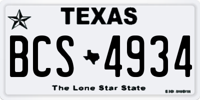 TX license plate BCS4934