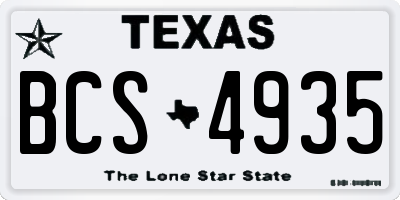 TX license plate BCS4935