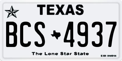 TX license plate BCS4937