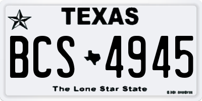 TX license plate BCS4945