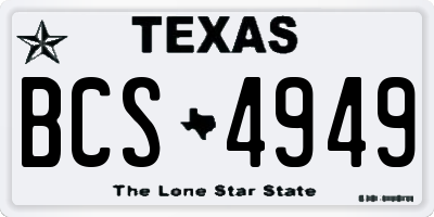 TX license plate BCS4949