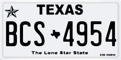 TX license plate BCS4954