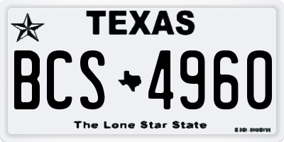 TX license plate BCS4960