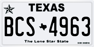 TX license plate BCS4963