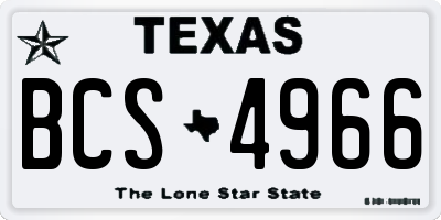 TX license plate BCS4966