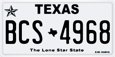 TX license plate BCS4968