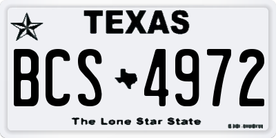 TX license plate BCS4972