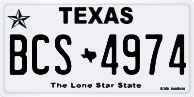 TX license plate BCS4974