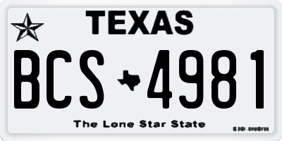 TX license plate BCS4981
