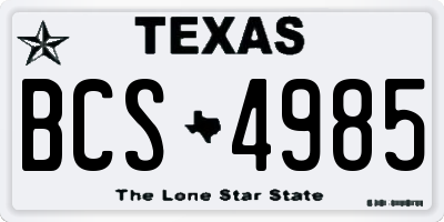 TX license plate BCS4985