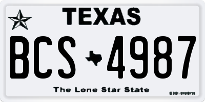 TX license plate BCS4987