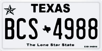 TX license plate BCS4988