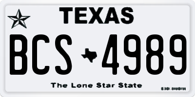 TX license plate BCS4989