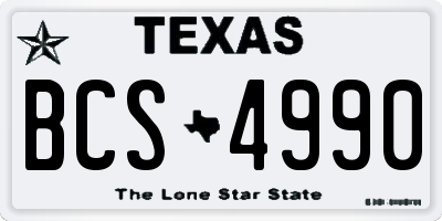 TX license plate BCS4990