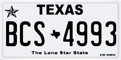 TX license plate BCS4993
