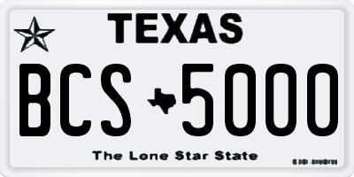 TX license plate BCS5000