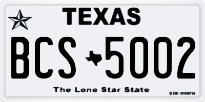 TX license plate BCS5002
