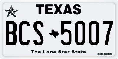 TX license plate BCS5007