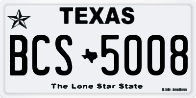 TX license plate BCS5008