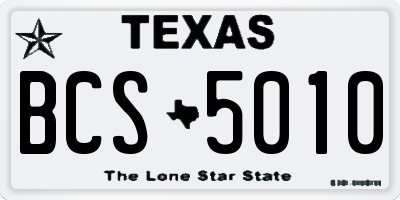 TX license plate BCS5010