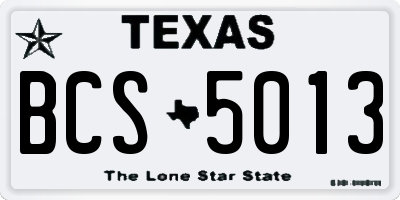 TX license plate BCS5013