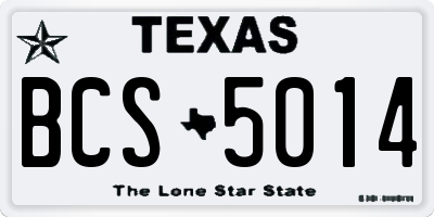 TX license plate BCS5014