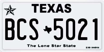 TX license plate BCS5021