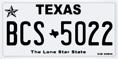 TX license plate BCS5022