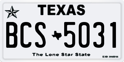 TX license plate BCS5031
