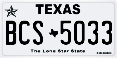 TX license plate BCS5033